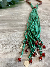 Load image into Gallery viewer, Malachite and Agate Front-Tie Long Necklace