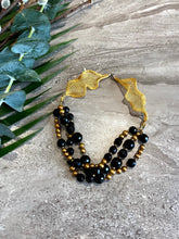 Load image into Gallery viewer, Golden Pearl and Onyx Mesh Necklace