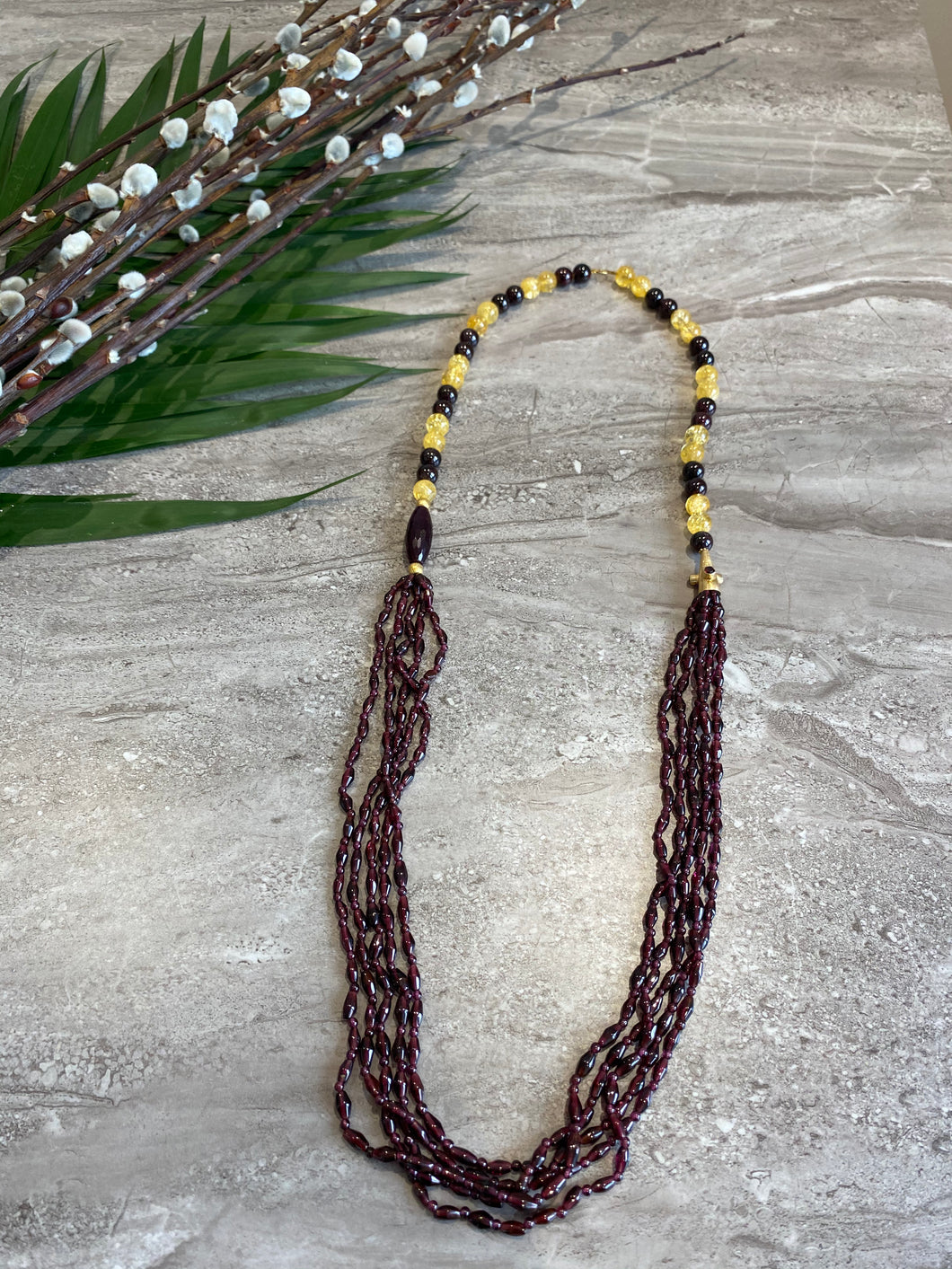 Garnet and Citrine Long Necklace