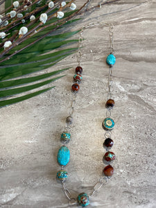 Turquoise  and Agate Long Necklace