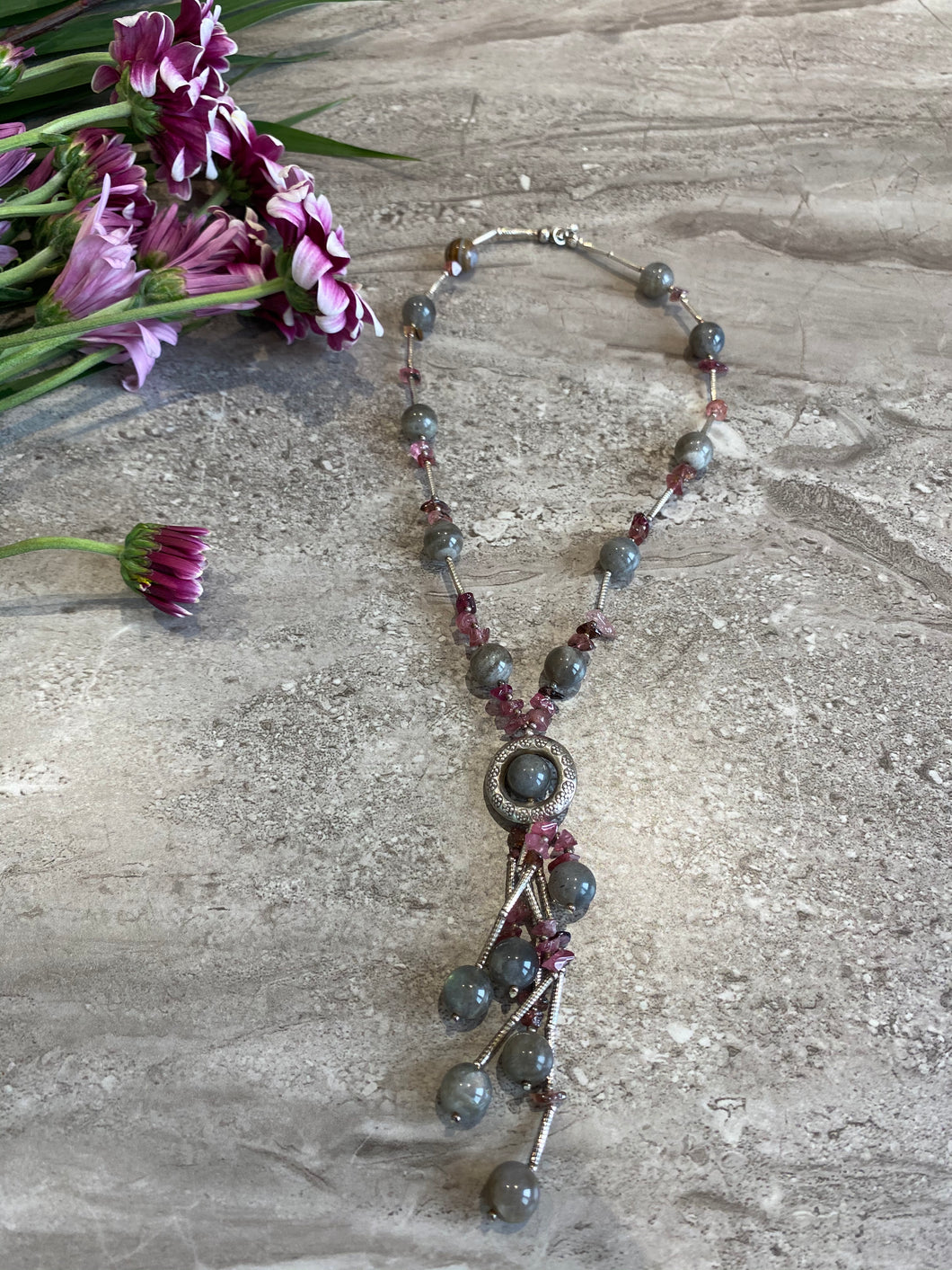 Tourmaline and Labradorite Silver Necklace