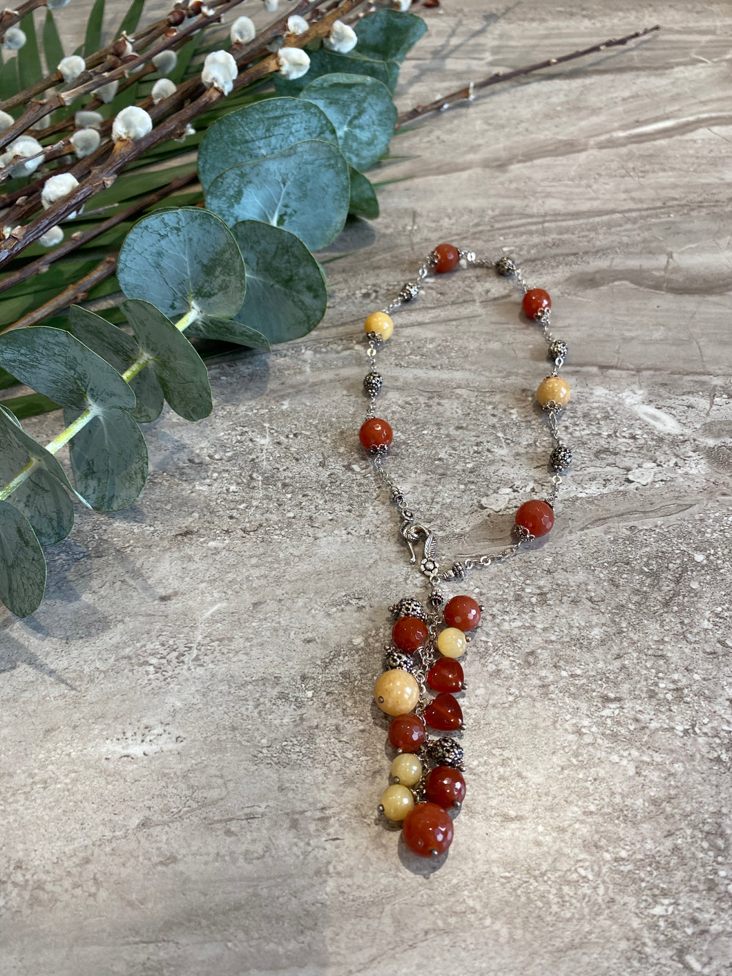 Yellow and Red Agate Necklace