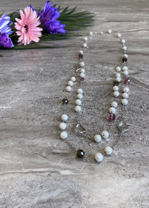 Pearl and Green Amethyst Long Necklace