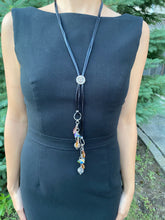 Load image into Gallery viewer, Front Tie Swarovski Crystal and Silver necklace
