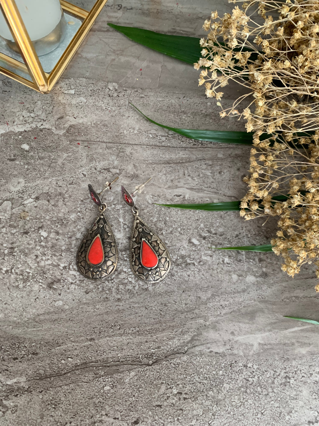 Coral Silver Earrings