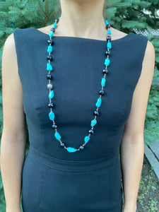 Turquoise and Onyx Long Necklace