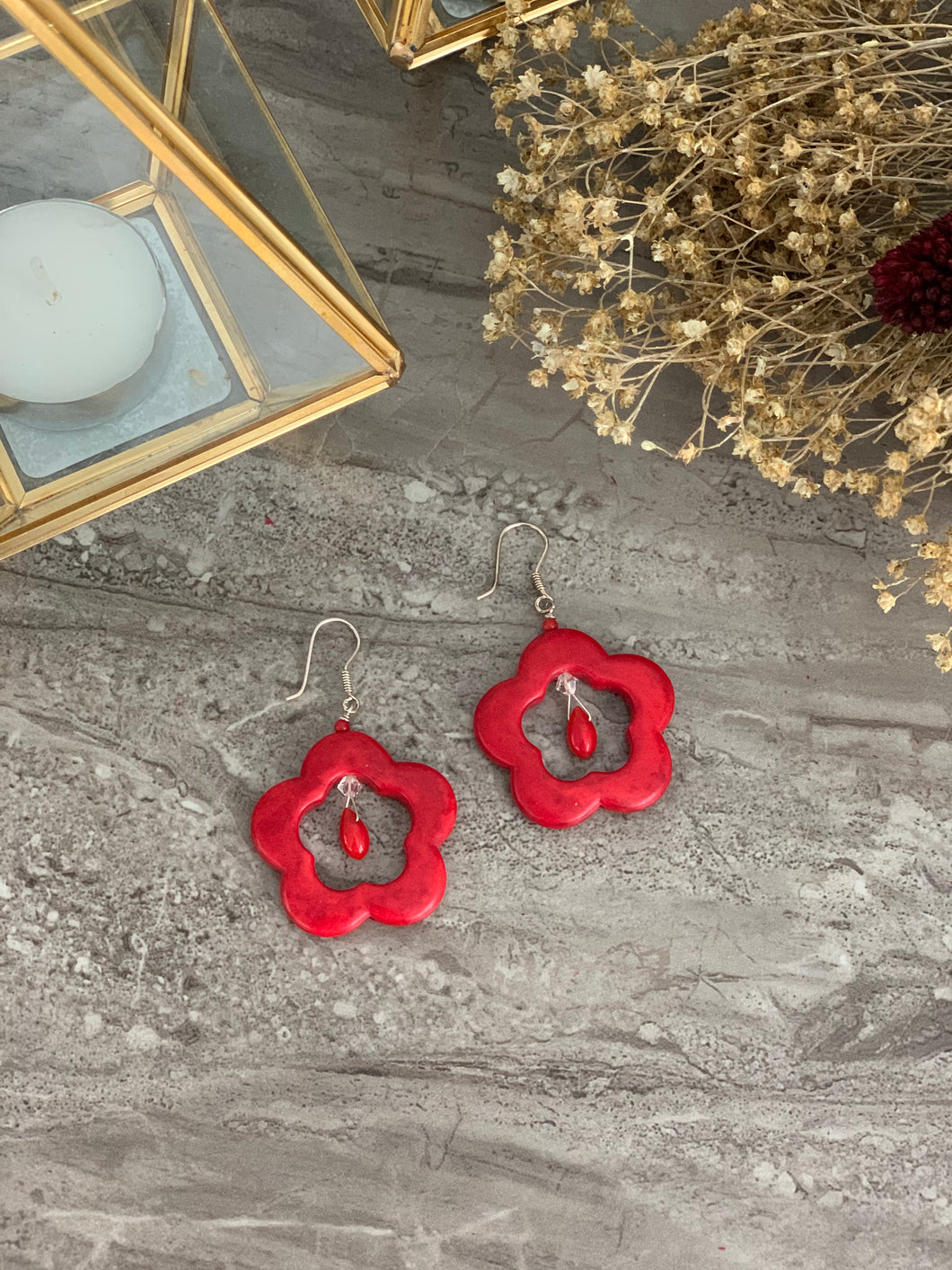 Flower Coral Earrings