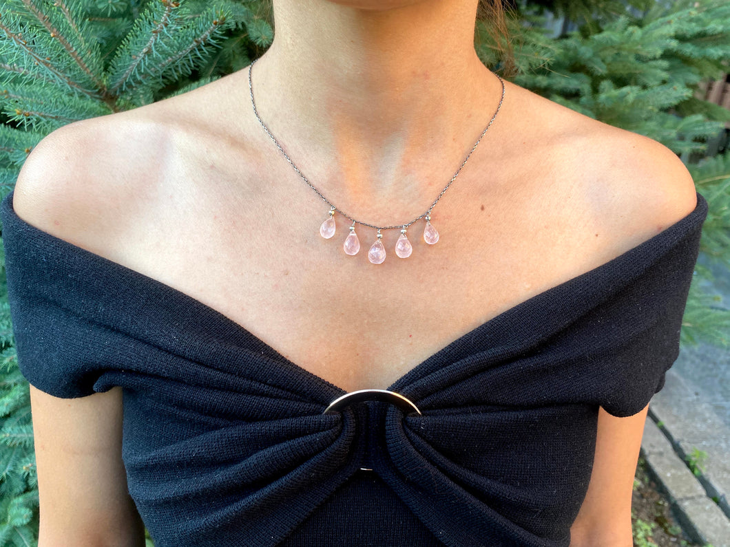 Rose Quartz Silver Necklace