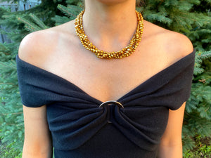 Golden Pearl Twist Silver Necklace