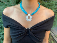 Load image into Gallery viewer, Turquoise and Silver Flower Necklace
