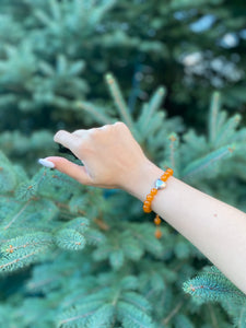 Orange Agate Bracelet with Silver Heart