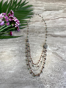 Multicoloured Pearl Silver Long Necklace