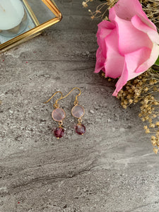 Rose Quartz and Crystal Earrings