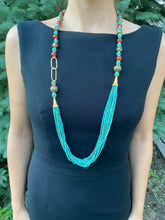 Load image into Gallery viewer, Turquoise and Agate Long Necklace
