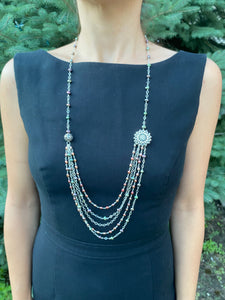 Pearl and Silver Long Necklace